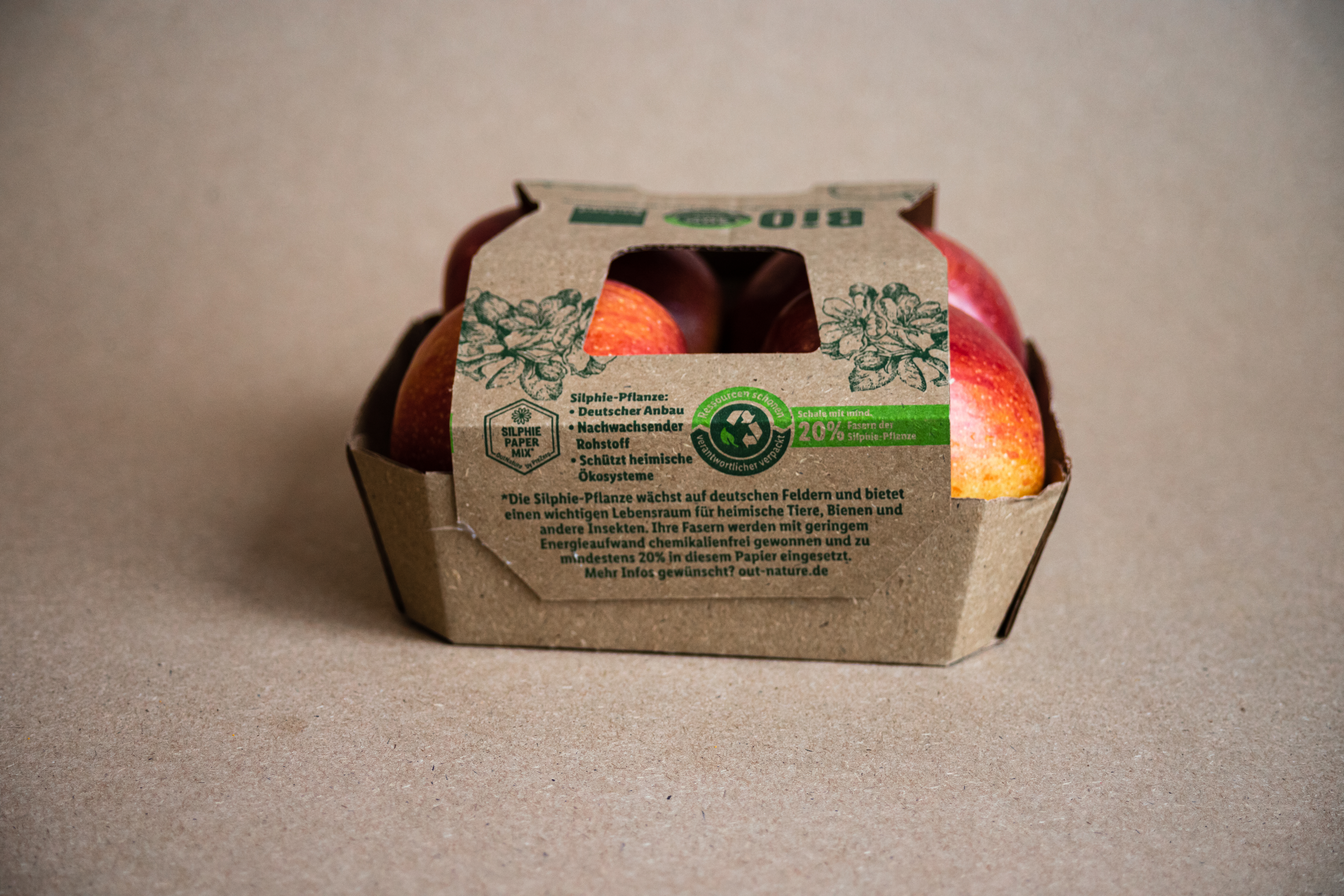 Apfel-Verpackung für Lidl aus Silphie-Papier