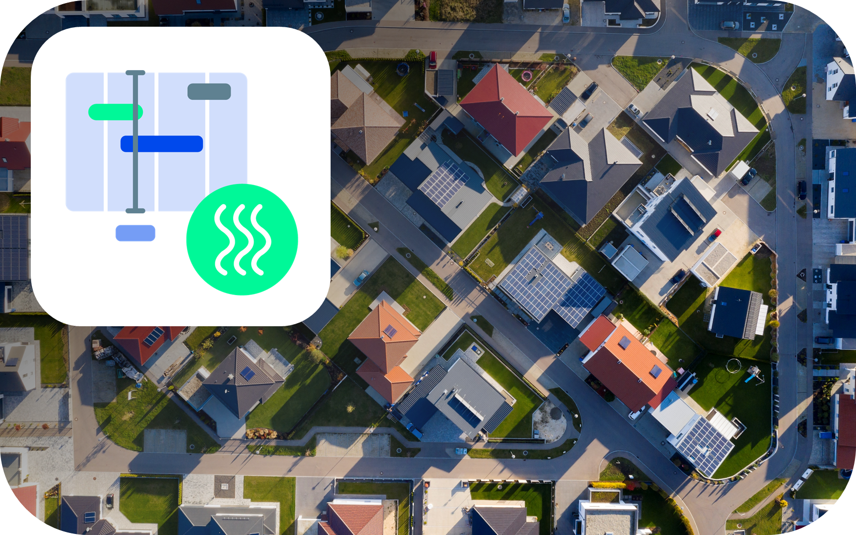 Wohnquartier mit Smacondi Heat Grafik oben links im Eck