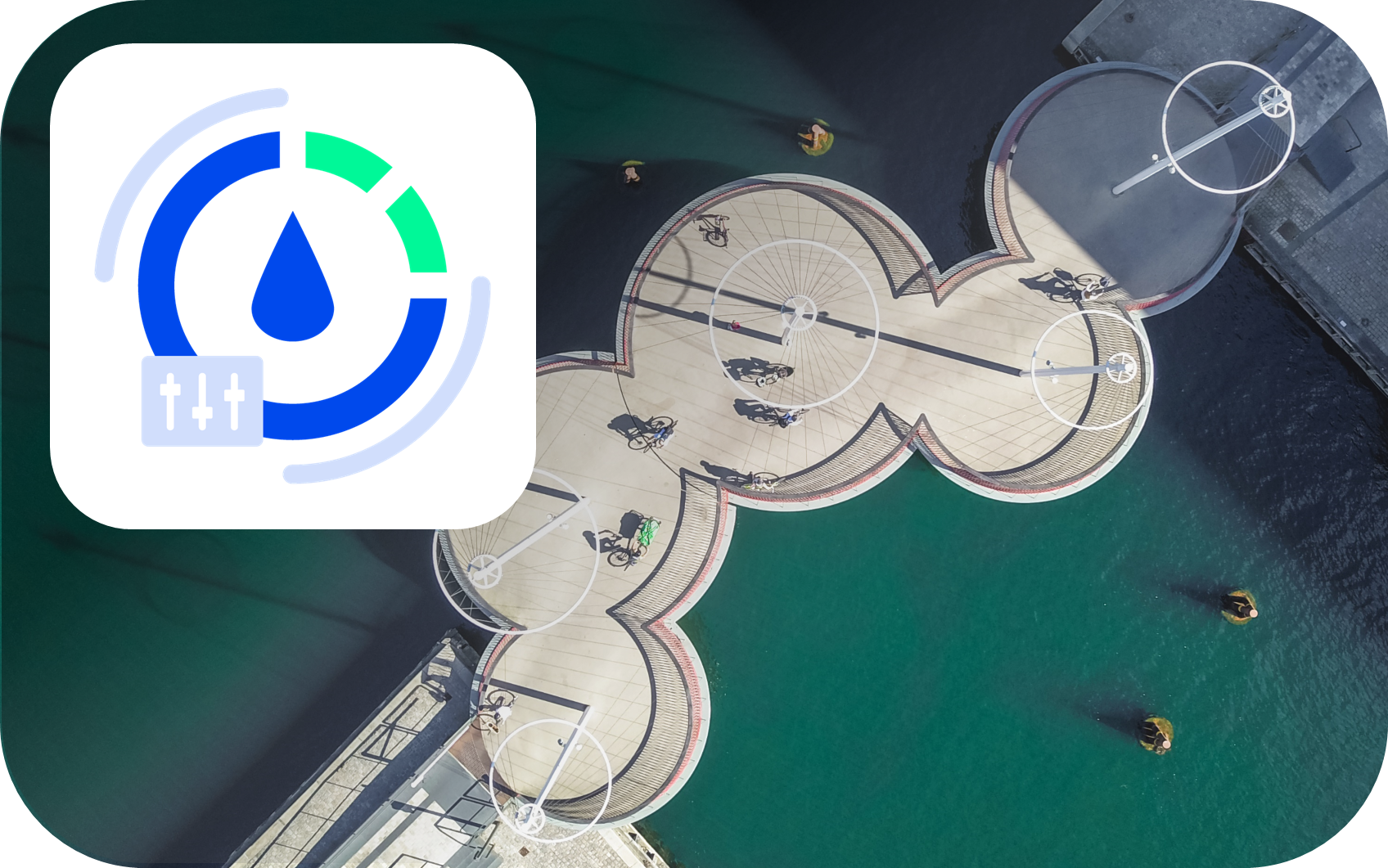 Bild von Brücke mit Smacondi Water Grafik oben links im Eck