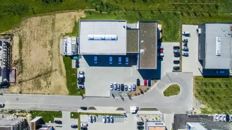 Aerial view of the company Energas BHKW GmbH in Ravensburg 