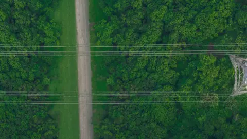 GreenTech Leitmarkt Energieeffizienz: Strommast von oben