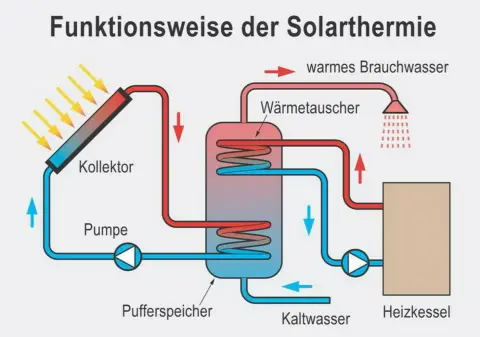 Solarthermie - Schaubild