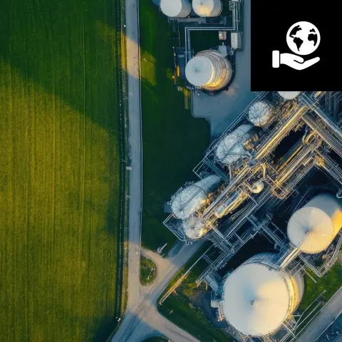 Fabrikgebäude von oben